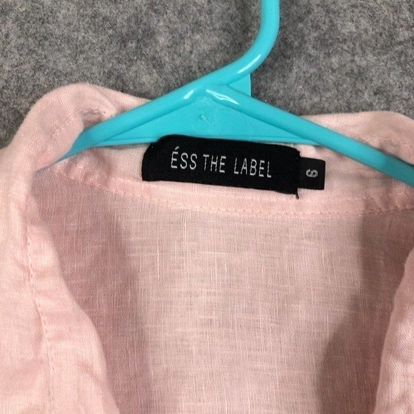 Ess the Label Button Up Women's Shirt Size 6 Pink Linen top - Picture 6 of 9